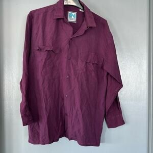 In Private Men's Silk Maroon Button Front Shirt Long Sleeves sz Medium